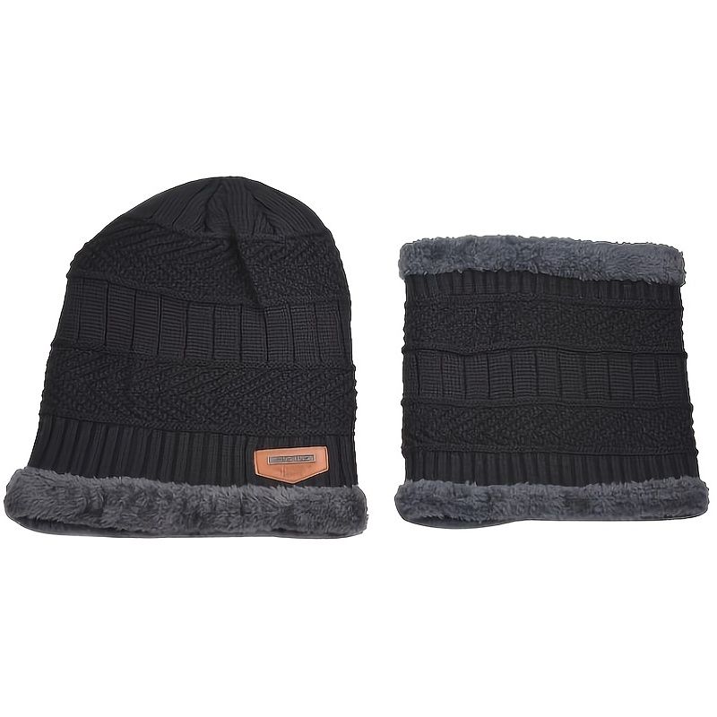 2kpl Vauvan Beanie Neulottu Hattu & Huivi Setti Yksivärinen Fleece Paksutettu Lämmin Talvi Pojille Tytöille