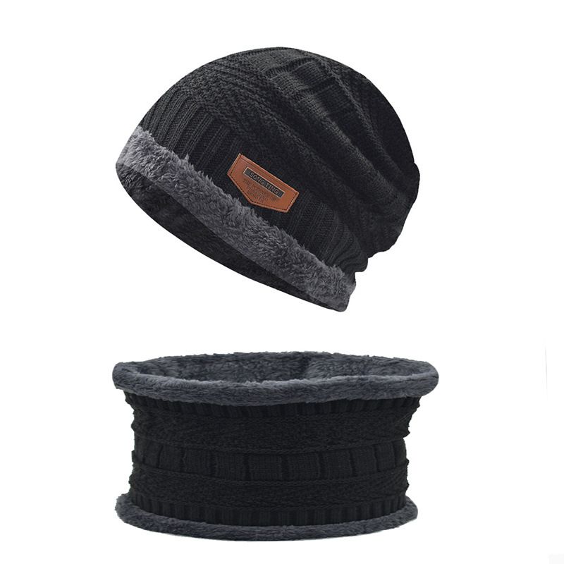 2kpl Vauvan Beanie Neulottu Hattu & Huivi Setti Yksivärinen Fleece Paksutettu Lämmin Talvi Pojille Tytöille