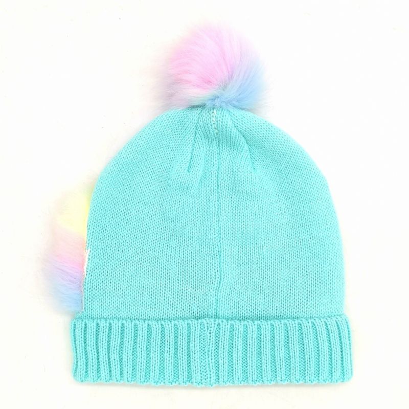 Lasten Tytöille Lämmin Lippalakki Unicorn Neulottu Hattu Pom Pom Winter Kanssa