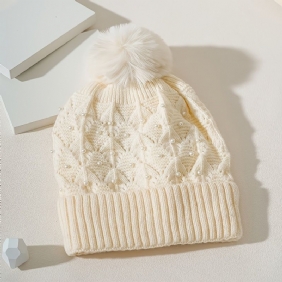 Pearl Winter Beanies Snow Ski Korkki Cap Lämpimät Neulotut Hatut Pojille Tytöille Kylmän Sään Hattu Beige