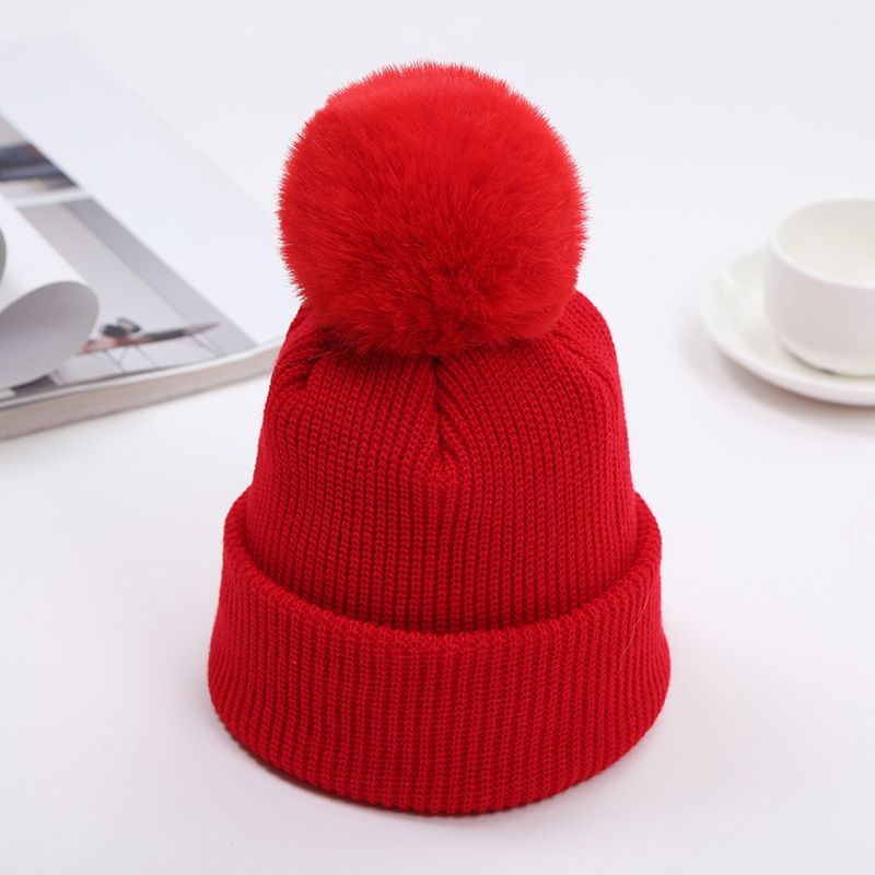 Toddler Vauvan Beanie Neulottu Hattu Pom Pom Yksivärisellä Lämmin Lippalakki Talvi Tytöille Pojille