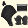 Musta Kolmiosainen Hattu + Hanskat + Huivi