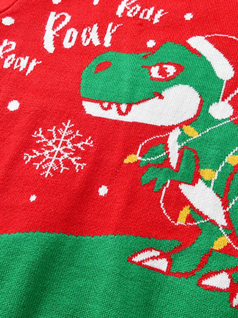 Joululasten Söpö Sarjakuva Dinosaur Crew Neck Neulepusero