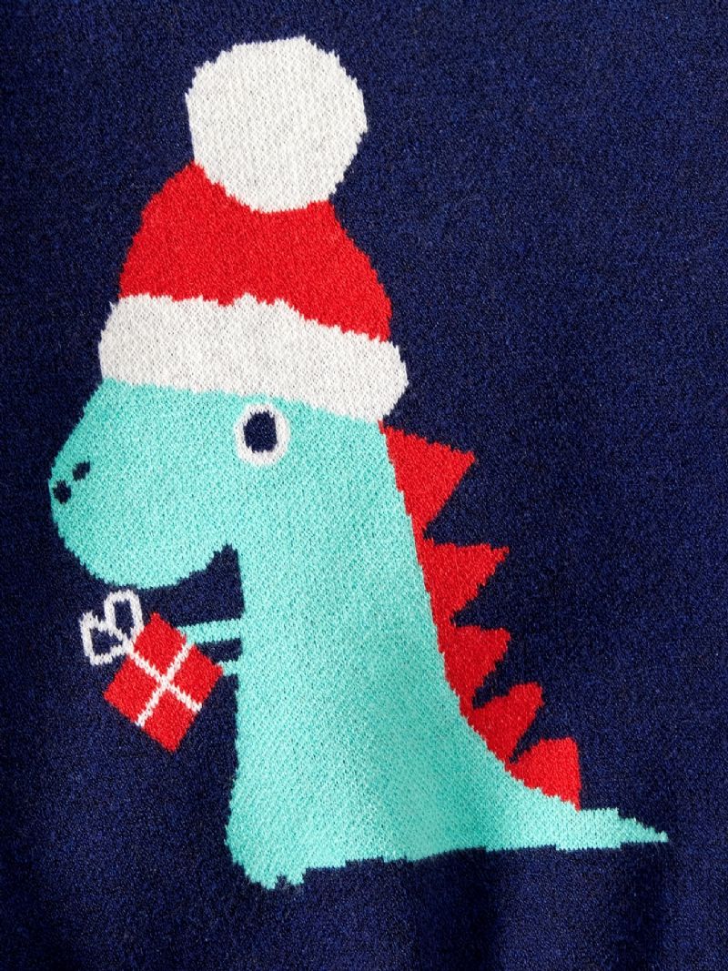 Lasten Tytöt Pojat Pyöreäkauluksinen Villapaita Dinosauruskuviolla Talvijouluihin Vaatteisiin