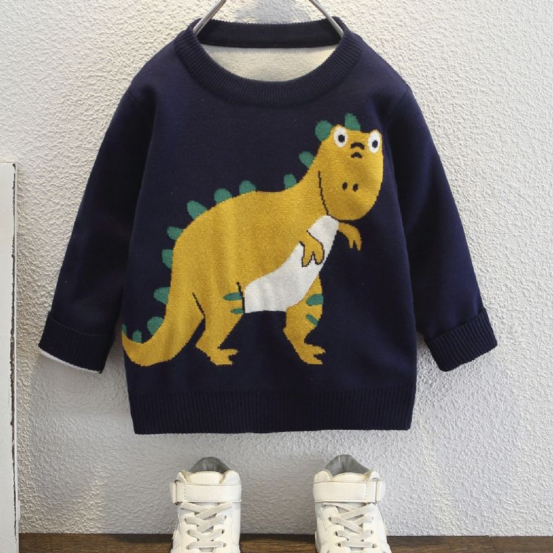 Poikien Dinosaur Pattern Neulepusero