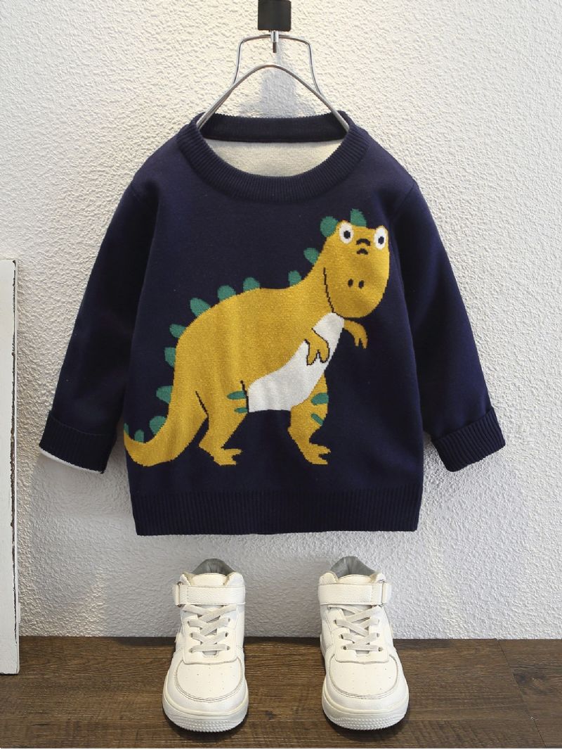 Poikien Dinosaur Pattern Neulepusero