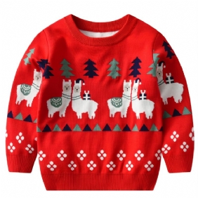 Talvi Toddler Poikien Christmas Sarjakuva Alpaca Printed Neulottu Villapaita