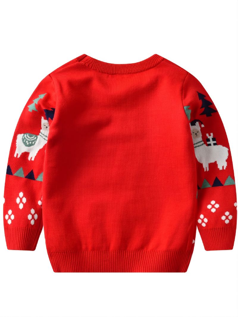 Talvi Toddler Poikien Christmas Sarjakuva Alpaca Printed Neulottu Villapaita