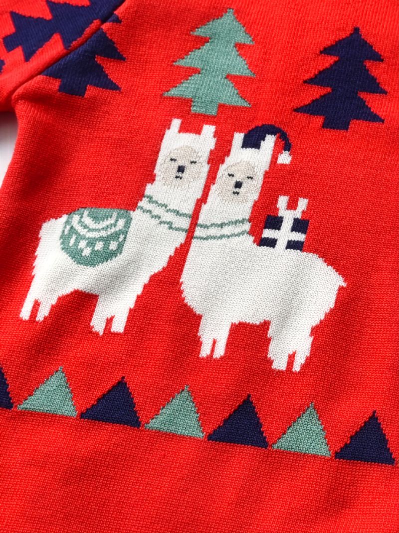 Talvi Toddler Poikien Christmas Sarjakuva Alpaca Printed Neulottu Villapaita