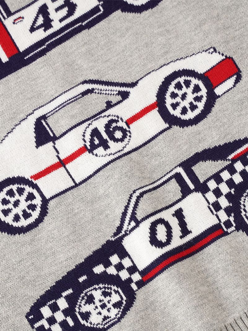 Uusi Poikien Söpö Racing Plaid Crew Neck Neulepusero