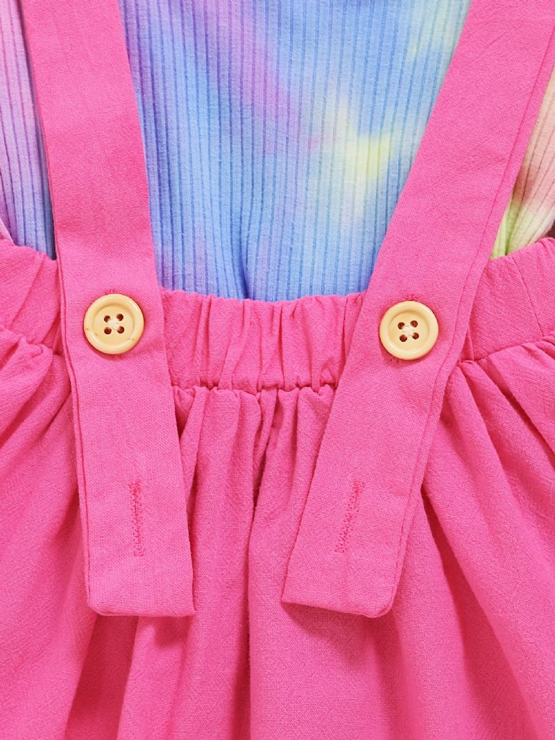 2kpl Tyttöjen Cute Tie Dye Top Suspender Hame Puuvillapuku