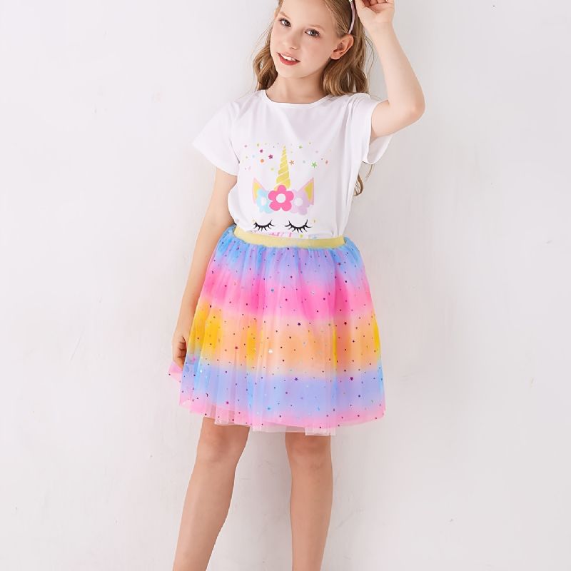 Tytöt Tutu Hame Rainbow Star Mesh Prinsessamekko