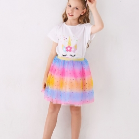 Tytöt Tutu Hame Rainbow Star Mesh Prinsessamekko