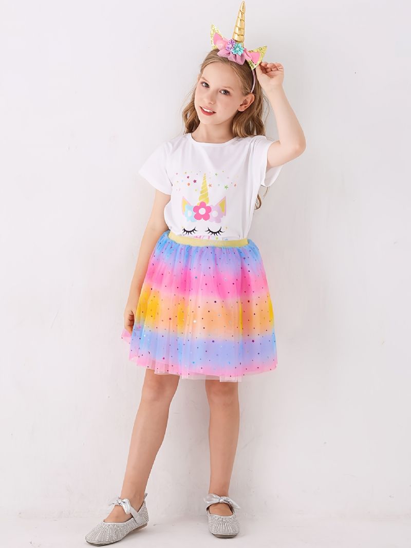 Tytöt Tutu Hame Rainbow Star Mesh Prinsessamekko