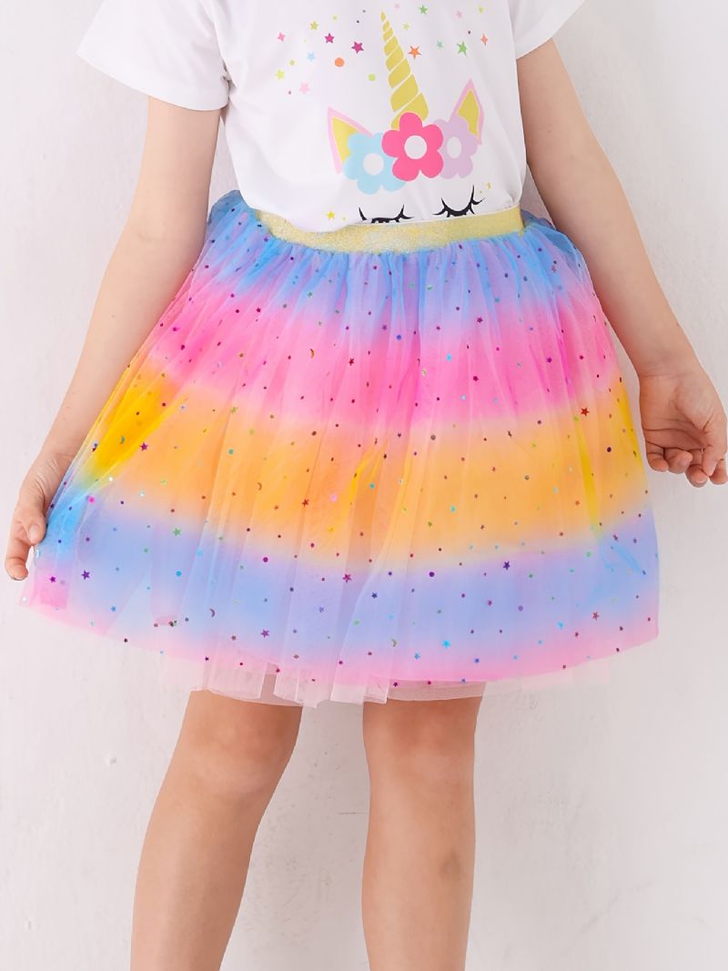 Tytöt Tutu Hame Rainbow Star Mesh Prinsessamekko