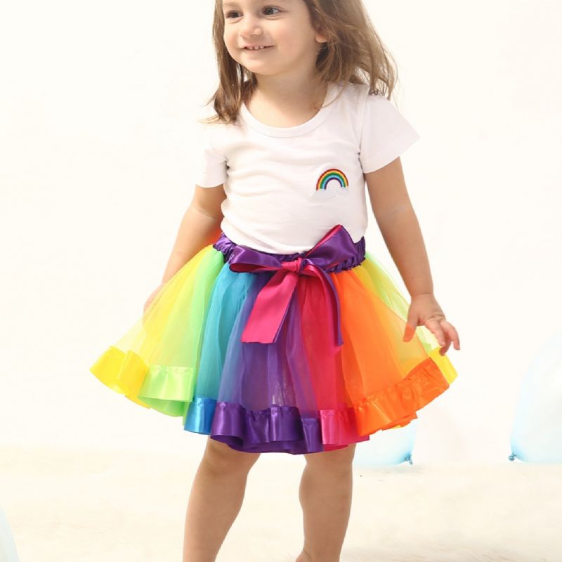 Tyttöjen Hame Rainbow Mesh Tutu Lasten Tanssihame Prinsessahame Värikäs