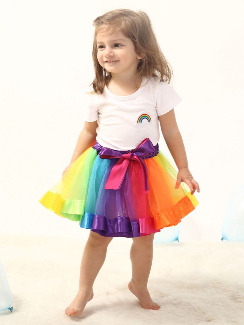 Tyttöjen Hame Rainbow Mesh Tutu Lasten Tanssihame Prinsessahame Värikäs