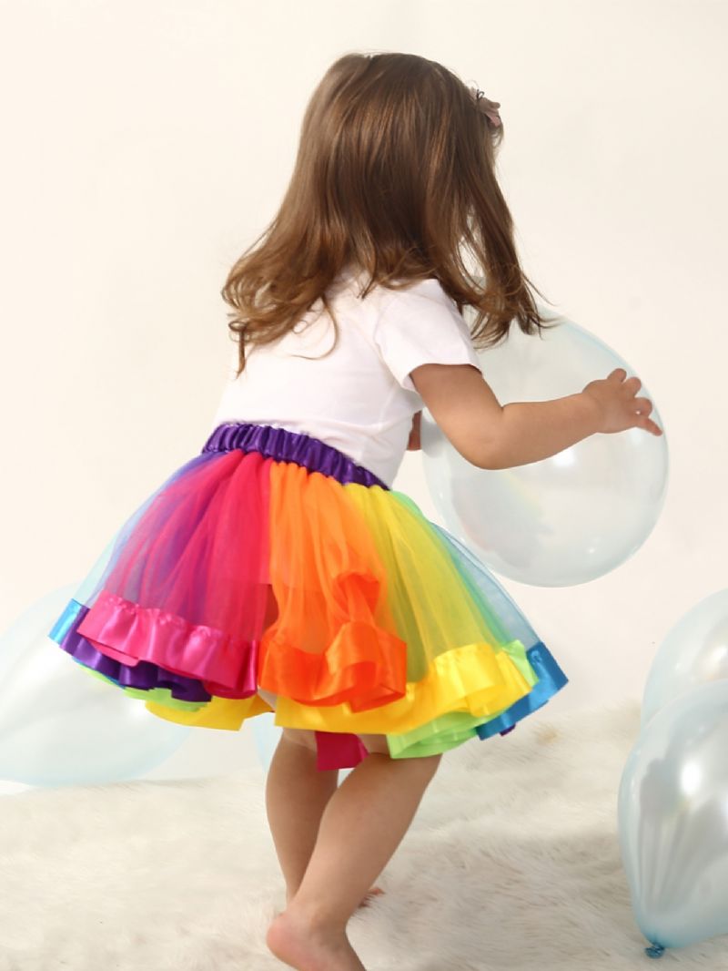 Tyttöjen Hame Rainbow Mesh Tutu Lasten Tanssihame Prinsessahame Värikäs