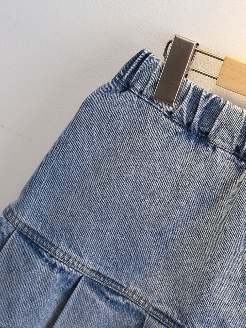 Tyttöjen Solid Denim Laskostetut Vapaa-ajan Hameet