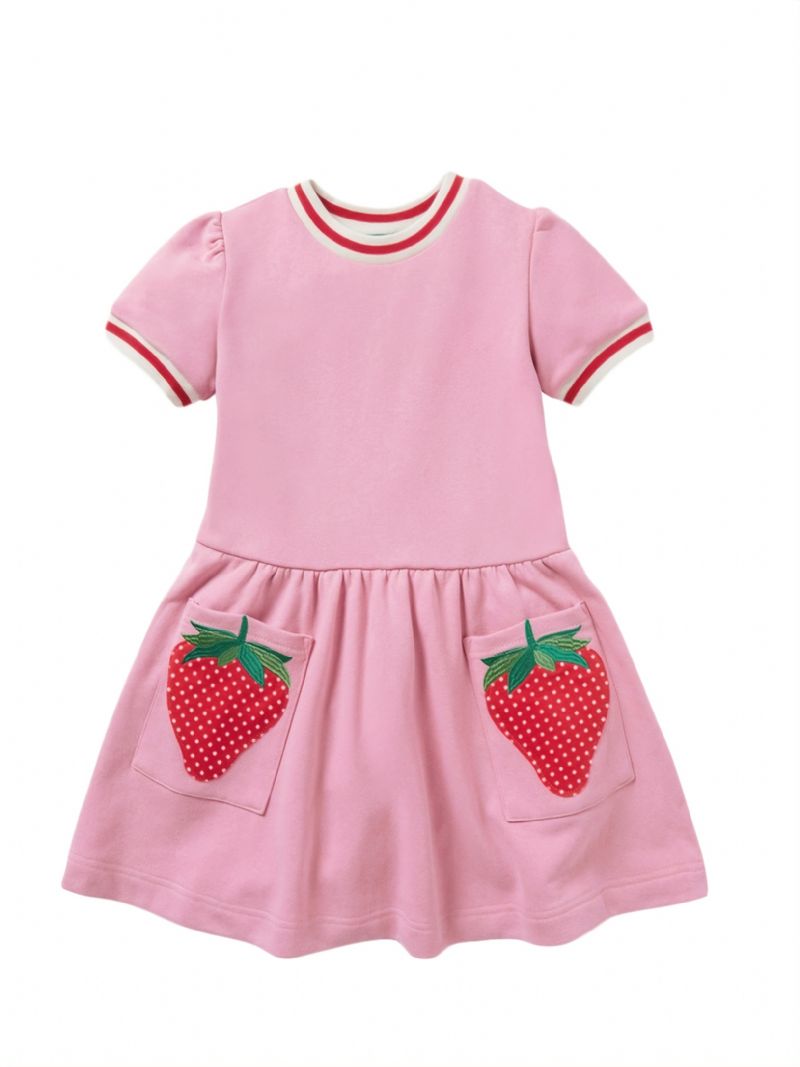 Tyttöjen Strawberry Patch Pocket Pink Lyhythihainen Hame