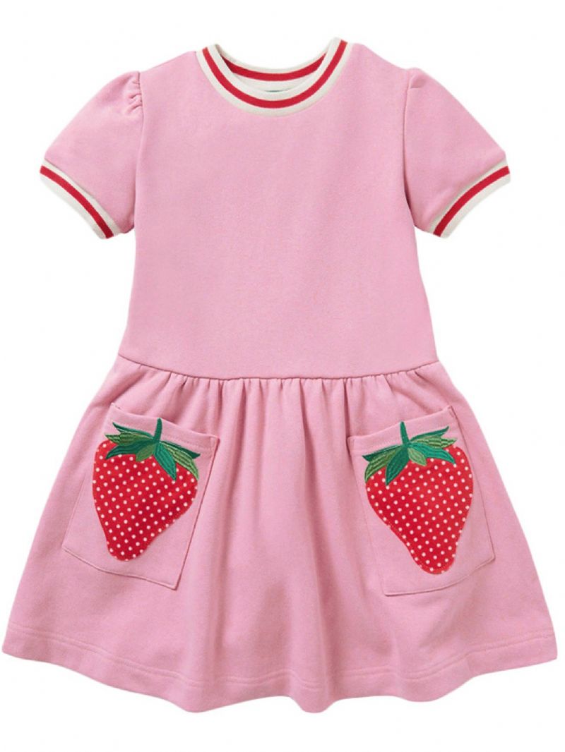 Tyttöjen Strawberry Patch Pocket Pink Lyhythihainen Hame