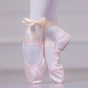 Tyttöjen Balettikengät Vaaleanpunaiset Satiininauhaiset Tanssikengät