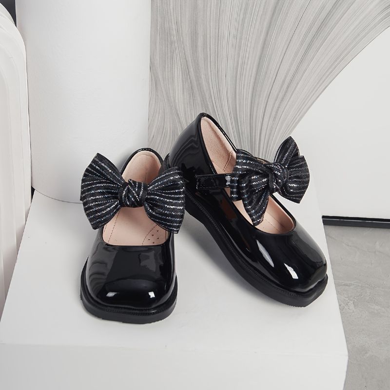 Tyttövauvojen Kengät Mary Jane Flats Pehmeäpohjainen Neliömäinen Toe Bow Princess