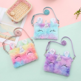 1 Kpl Tyttöjen Söpö Crossbody-laukku Pehmeä Sarjakuva Pehmo Unicorn Tievärjäyslaukku