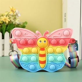 Tytöt Silikoni Söpö Butterfly Olkalaukku Säädettävä Messenger Bag Kolikko Kukkaro Lasten Dekompressio Pop Fidget Lelut