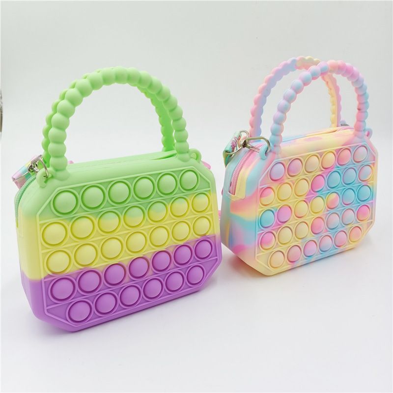 Tyttö Push Pop Bubble Squeeze Laukku Colorblock Lasten Uutuus Crossbody Lelu Vauvan Söpö