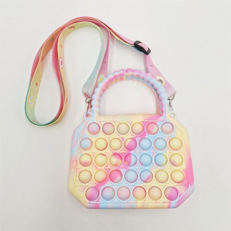 Tyttö Push Pop Bubble Squeeze Laukku Colorblock Lasten Uutuus Crossbody Lelu Vauvan Söpö