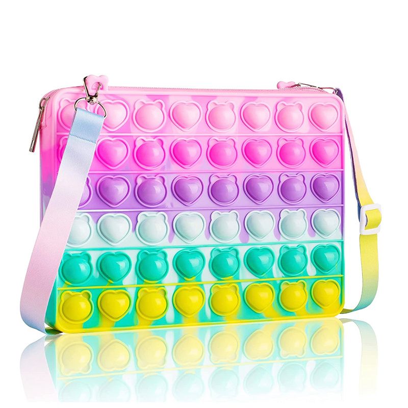 Tyttö Push Pop Bubble Squeeze Laukku Colorblock Lasten Uutuus Crossbody Lelu Vauvan Söpö