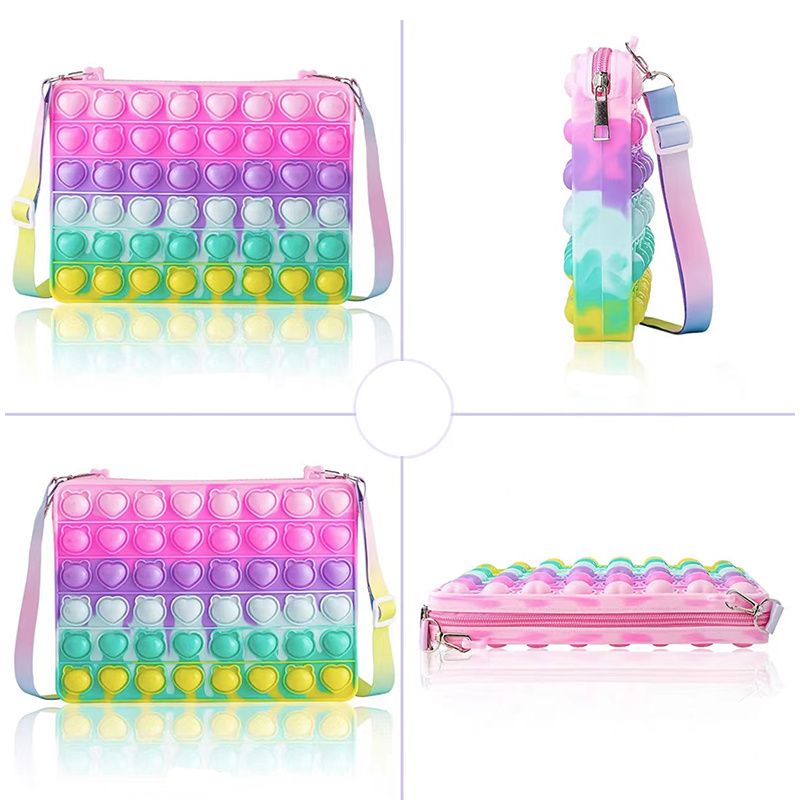 Tyttö Push Pop Bubble Squeeze Laukku Colorblock Lasten Uutuus Crossbody Lelu Vauvan Söpö