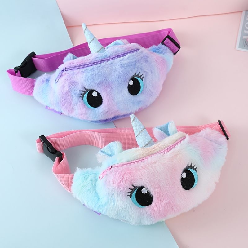 Tyttöjen Söpö Sarjakuva Pehmo Unicorn-vyötärölaukku Säädettävä Crossbody-laukku Juhlatarvikkeille