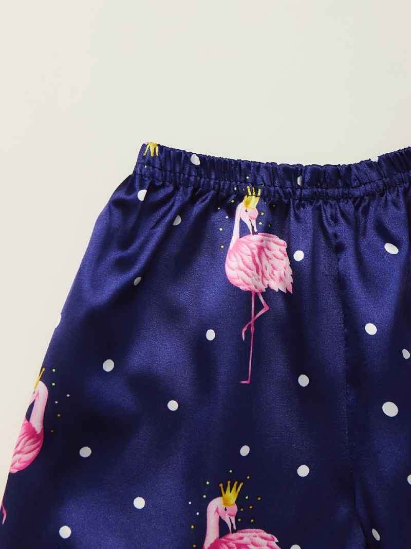 2 Kpl Flamingo Printed Silk Tyttöjen Mukava Pyjamasetti