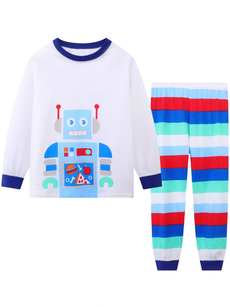 2 Kpl Toddler Poikien In Pitkähihaiset Robottipainetut Pyjamasetit