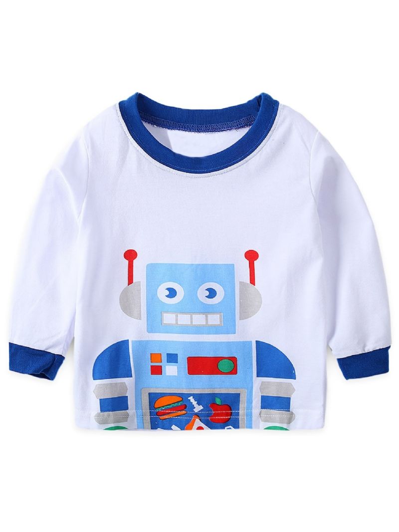 2 Kpl Toddler Poikien In Pitkähihaiset Robottipainetut Pyjamasetit