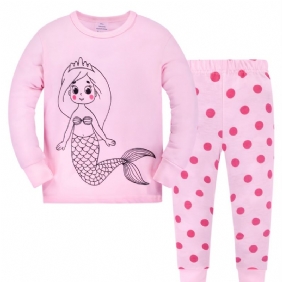 2 Kpl Toddler Tyttöjen Mermaid Print Crew Neck Pyjama-setit