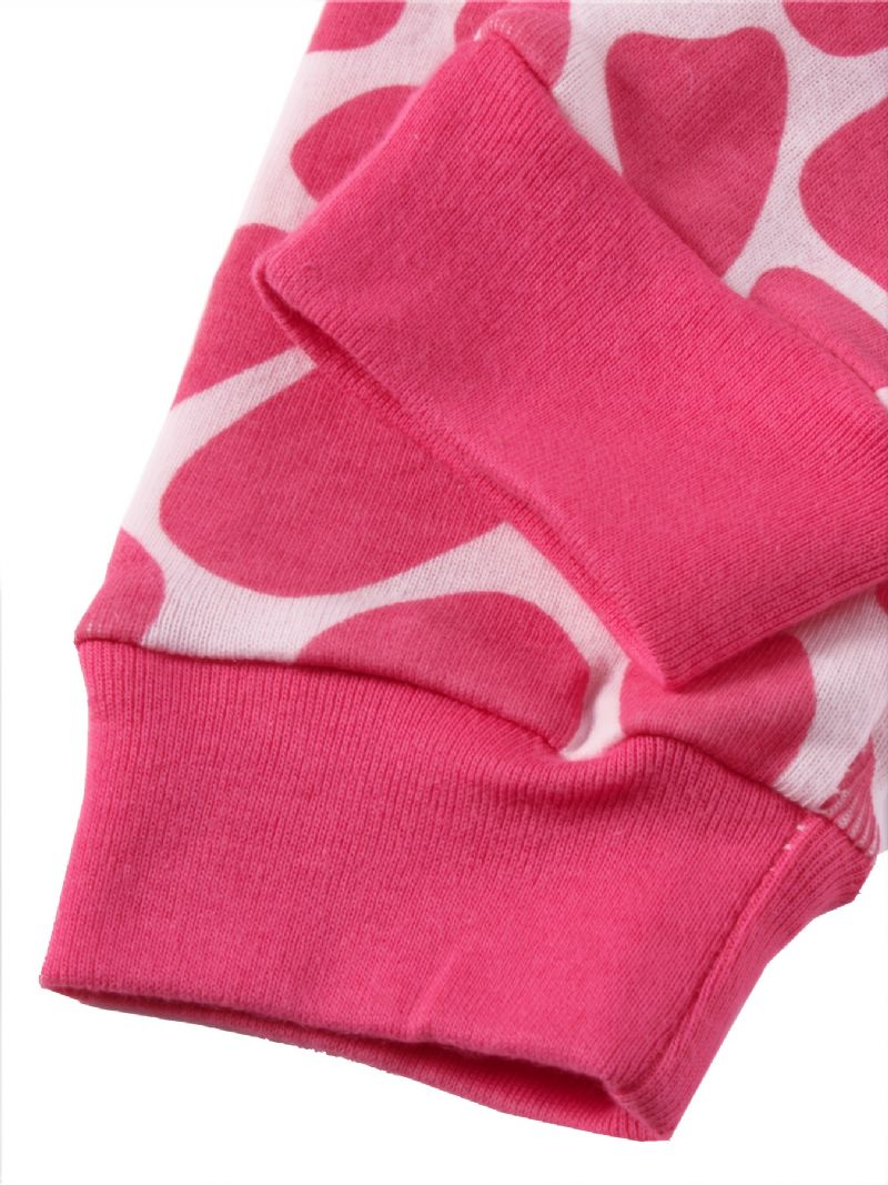 2 Kpl Tyttöjen Casual Sarjakuva Animal Print Crew Neck Vaaleanpunaiset Puuvillaiset Pyjamasetit
