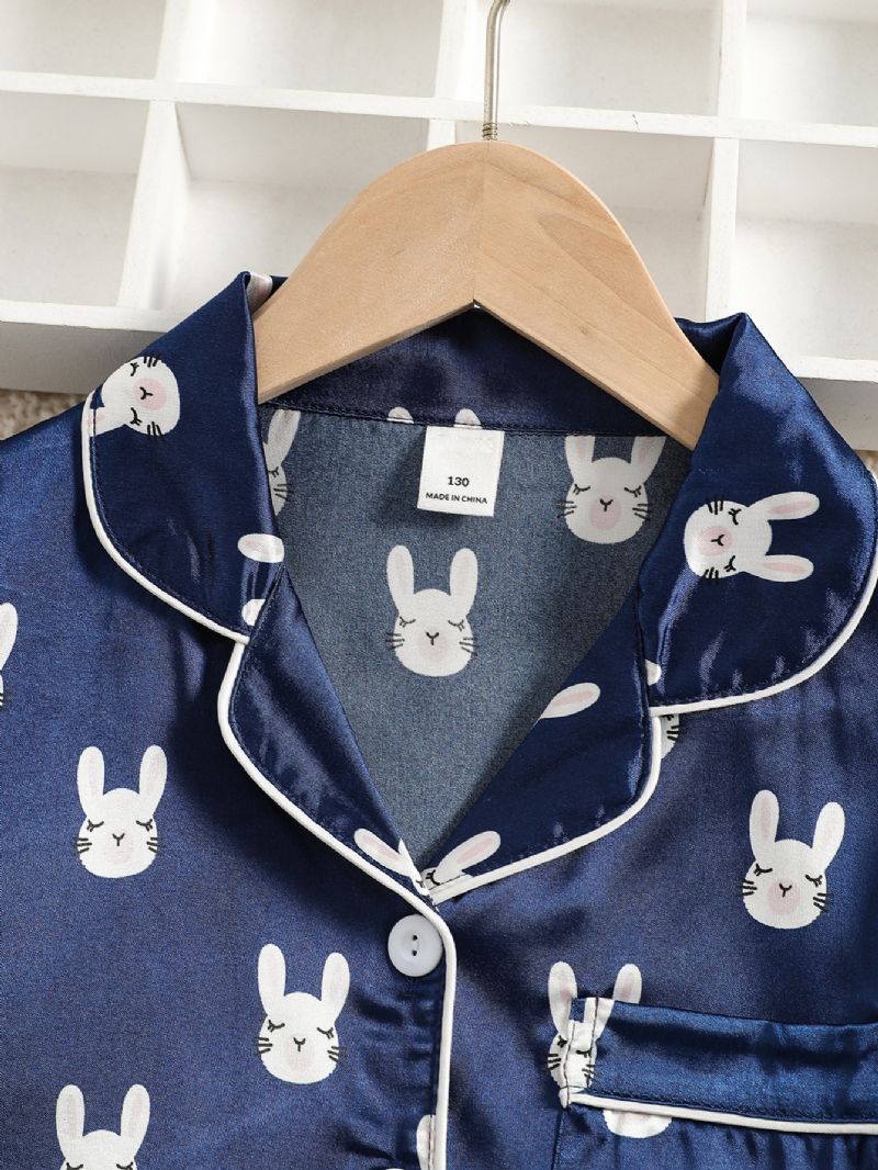2 Kpl Tyttöjen Lyhythihainen Pyjamat Kotiasusetti Sarjakuva Kani Kuvio