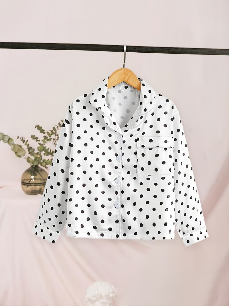 2 Kpl Tyttöjen Polka Dot Pitkähihaiset Pyjamasetti