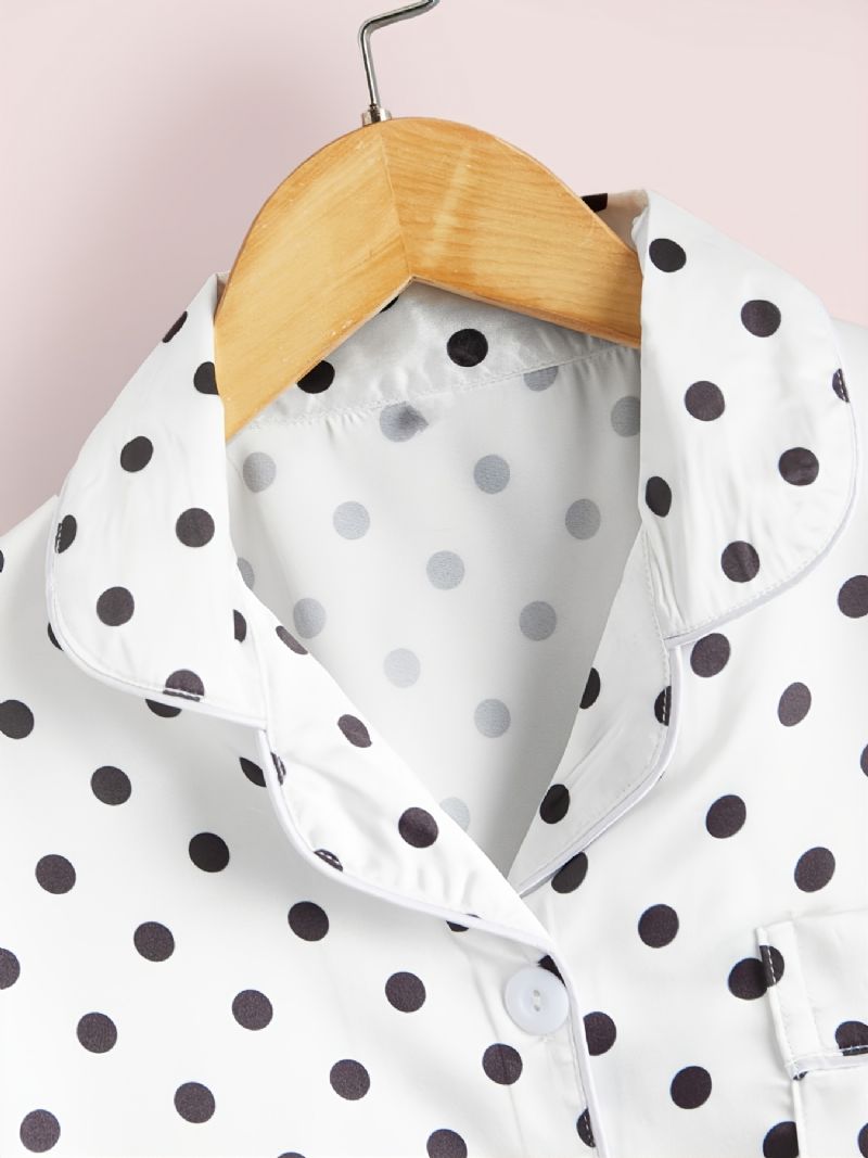 2 Kpl Tyttöjen Polka Dot Pitkähihaiset Pyjamasetti