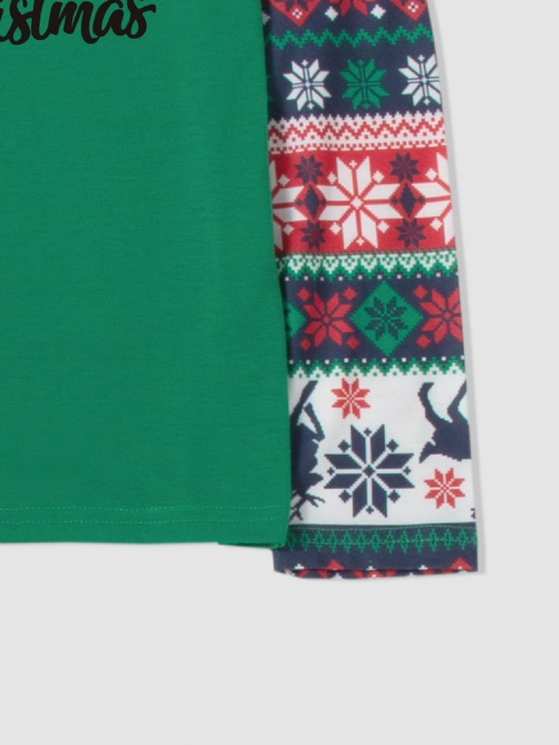 2kpl Christmas Elk Print Pitkähihainen Pyjamasetti