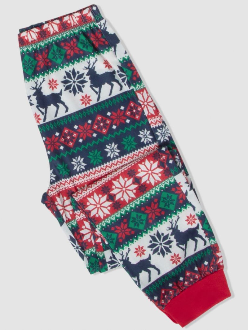 2kpl Christmas Elk Print Pitkähihainen Pyjamasetti