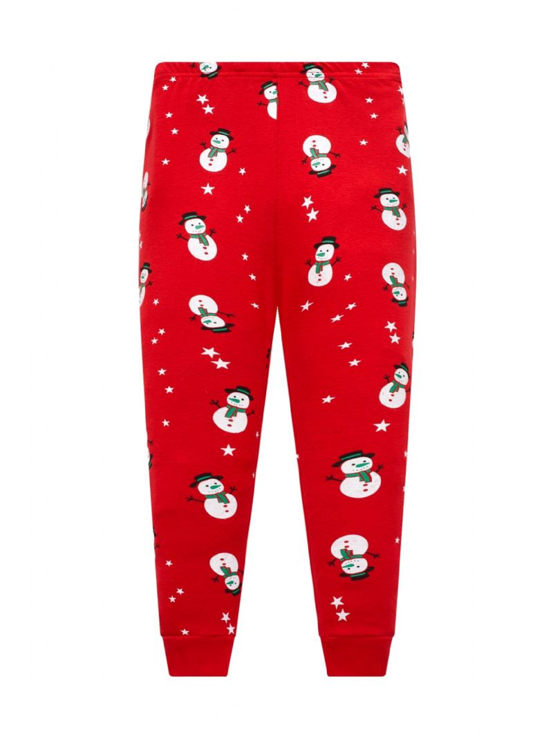 2kpl Lasten Jouluinen Lumiukko Pyöreäkauluksinen Pitkähihainen Pyjama-puuvillapuku
