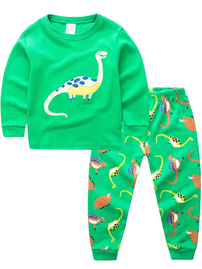 2kpl Poikien Casual Carton Dinosaur Printed Pyjamasetit