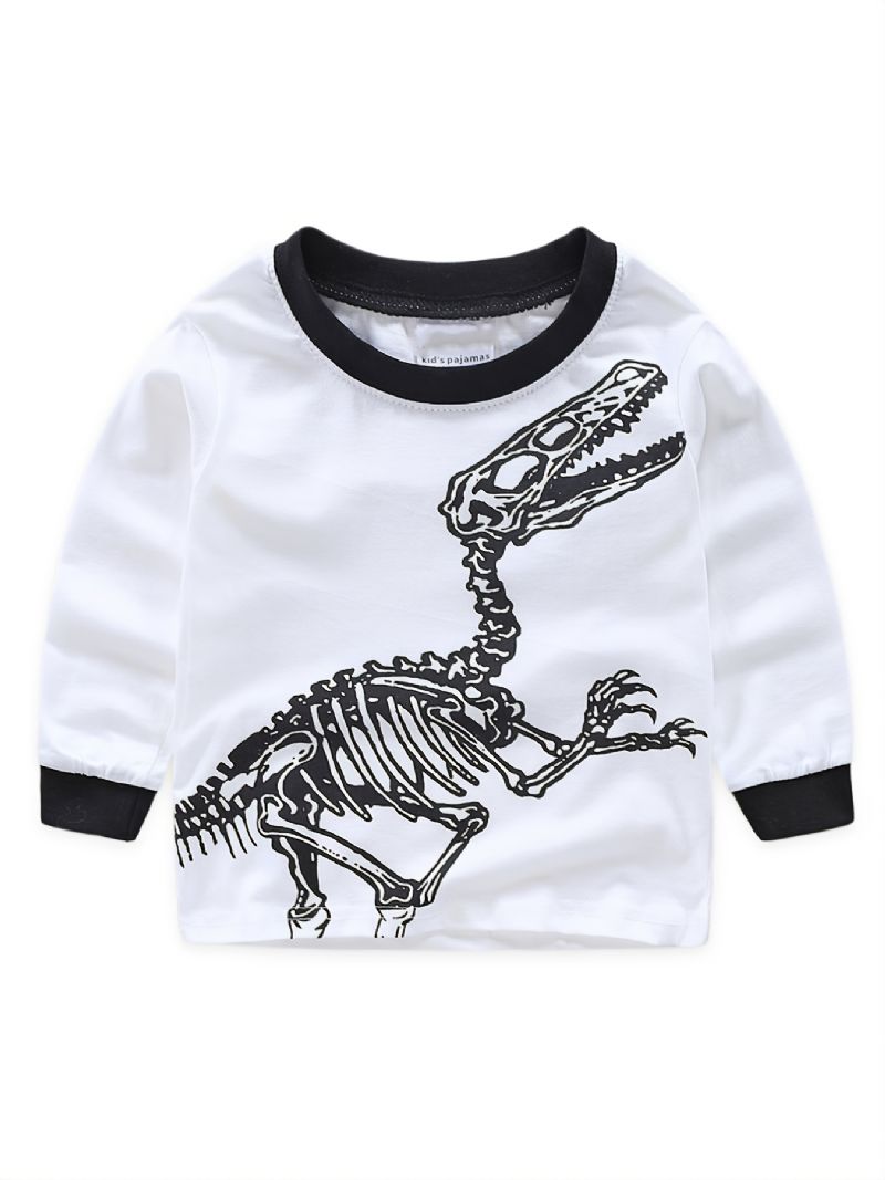 2kpl Poikien Casual Crew Neck Dinosaur Print Pyjamasarjat Lasten Vaatteet