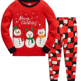 2kpl Poikien Christmas Snowman Pattern Pullover Pyjama Housupuvut