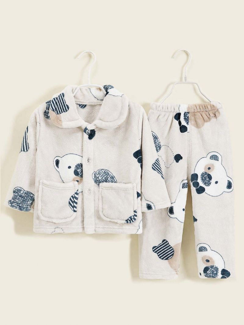 2kpl Poikien Thick Teddy Bear Flanellipyjamat