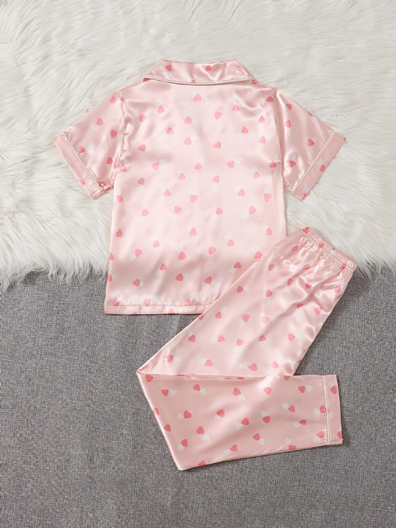 2kpl / Setti Tyttöjen Loungewear Pyjama-setti Sydänprintillä